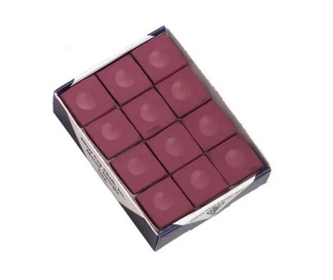 (image for) Silver Cup Cue Chalk -12 PACK - BURGUNDY