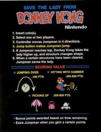 (image for) DONKEY KONG INSTRUCTION CARD