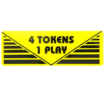 4 TOKENS 1 PLAY COIN DOOR STICKER [AW-4TOK-1PLAY] - $0.28 ...